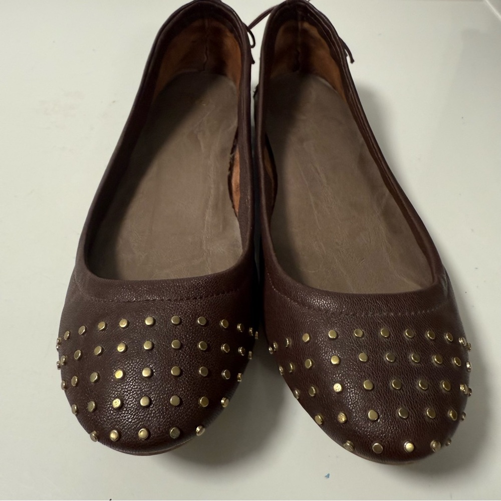 GAP Brown Studded Tie Back Ballet Style Flats - Picture 9 of 14